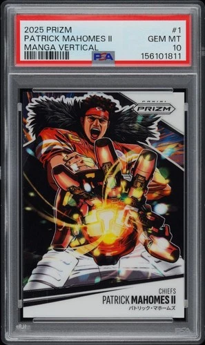 PATRICK MAHOMES 2025 PANINI PRIZM MANGA VERTICAL PSA 10 CASE HIT SSP