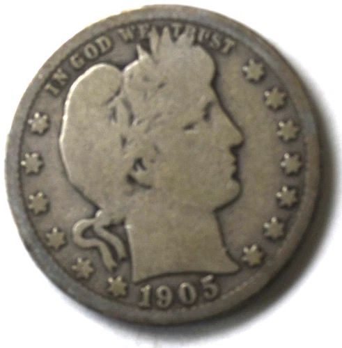 1905 S 25c Barber Silver Quarter Dollar Twenty Five Cents San Francisco