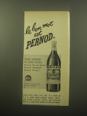 1959 Pernod Liqueur Ad - Le bon mot est pernod