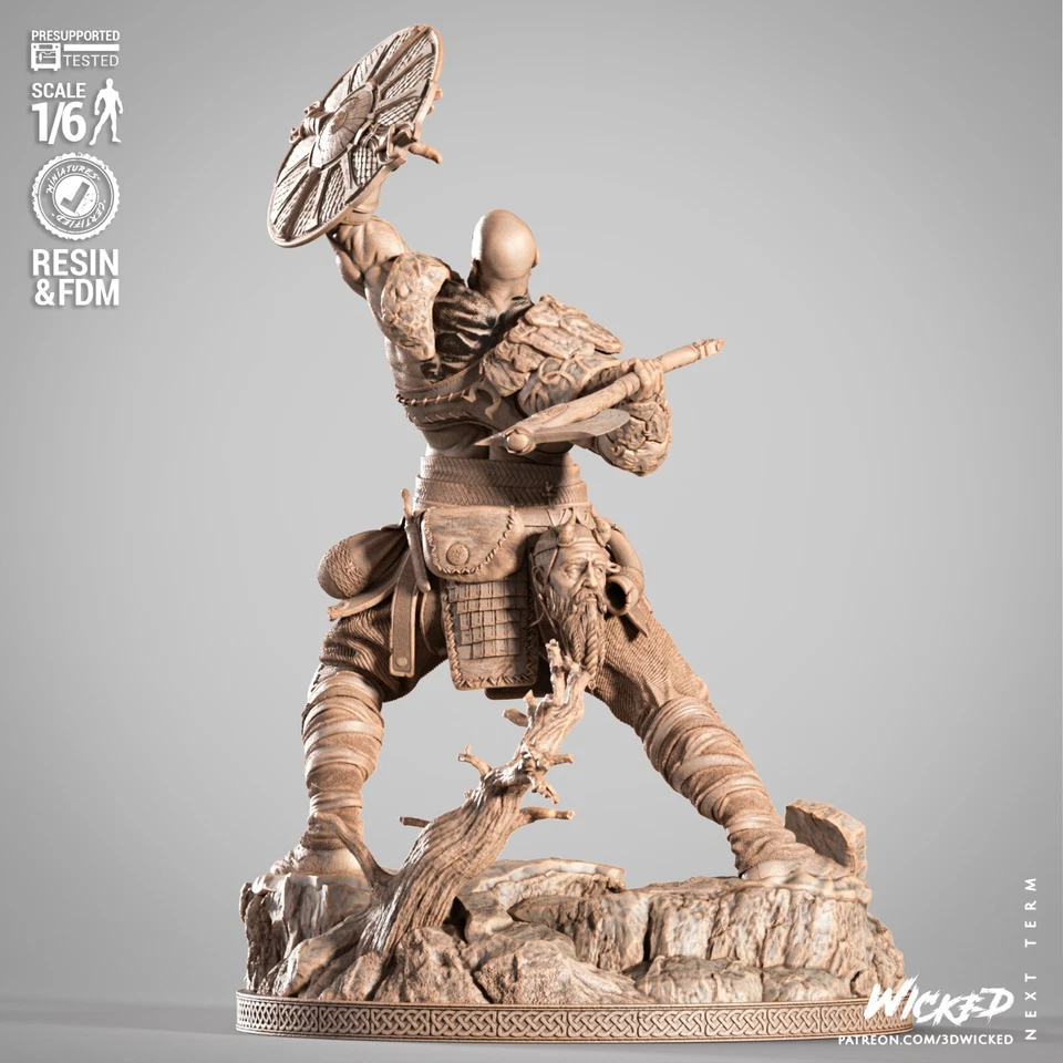 3D Printed 16K Wicked GOD OF WAR - Kratos Sculpture Fan Made  Up to 350mm - Image 2 of 4