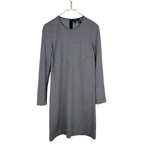 Theory Wynter Houndstooth Long Sleeve Knit Sheath Dress Size 8 in Gray and Black - Bild 1 von 8