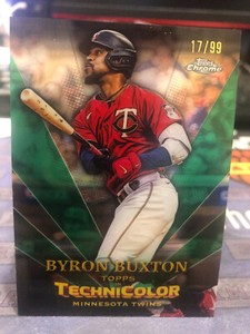 Byron Buxton 2023 Topps Chrome TechniColor Green Refractor Insert 17/99 Twins