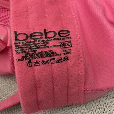 BEBE INTIMATES HELLO SEXY Pink LuXe Lace Push Up Bra 36DD Logo | eBay