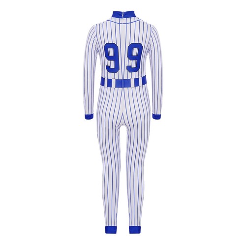 Unisex Kids Baseball Jumpsuit Striped Full Body Leotard Carnival Cosplay Rompers - Picture 7 of 37