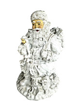 Christmas Santa Claus 9" Figure Doll Toys Wreath Tree Ball Glittery White Resin