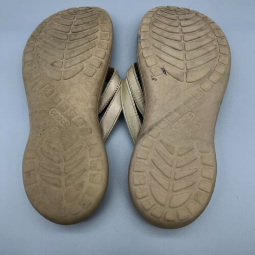Sandali Crocs donna 9 beige slip on punta aperta sandali comodi bassi infradito - Foto 3 di 5