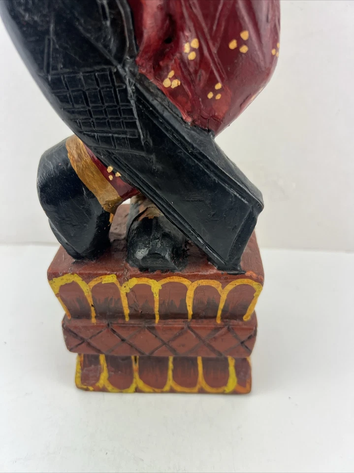 De colección Rara Estatua India Rajasthani Guardia Real Tallada a Mano Madera Pintada 18""T Foto 4 de 4