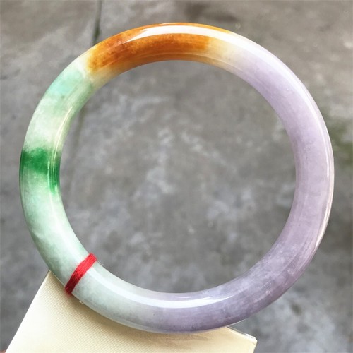 81MM Natural Icy Green Lavender Jadeite Jade Bracelet Burma Jadeite Big Bangle - 第 3/16 張圖片