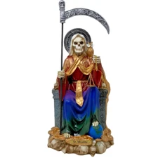 7 Colores Santa Muerte 12"  Statue  Sitting Holy Death Grim Reaper Skull 7 Color