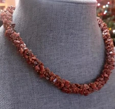 Goldstone Sun stone Chipped cluster Necklace. 16"