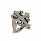 Vintage Cross Skull Biker Ring sterling silver 925 Christ Jesus men rocker