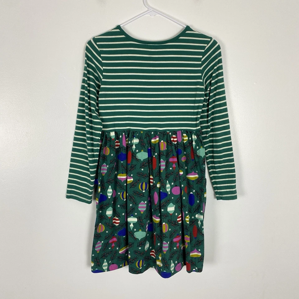 Vestido de Natal Hanna Andersson meninas tamanho EUA 12 enfeites verdes festa de fim de ano - Imagem 3 de 4