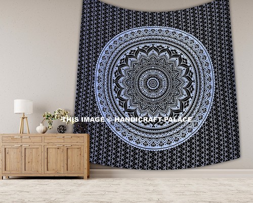 Lot De 5 Tentures Murales Mandala - Coton Imprimé - Format Twin (85x55 Pouces)