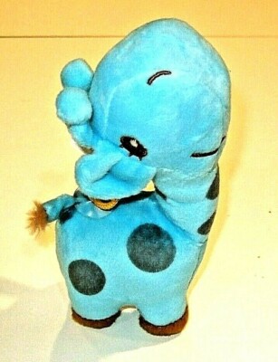 Blue Soft Plush Stuffed Giraffe Toy with Machine Embroidered Face - NEW
