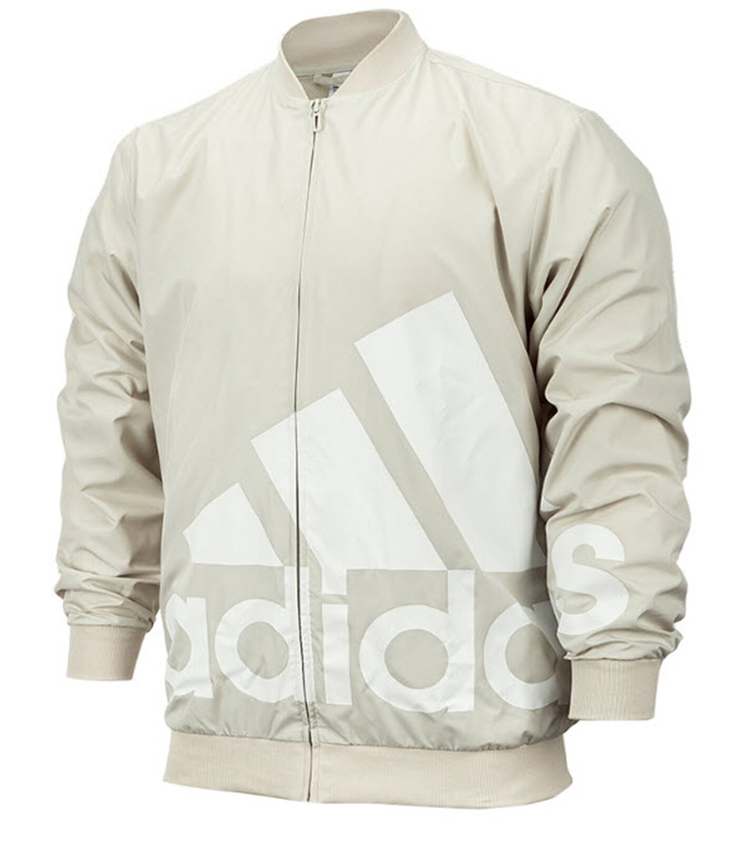 Adidas Men Giant Logo Jackets Running Beige Windbreaker
