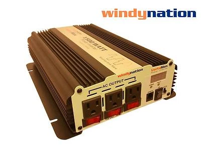 WINDYNATION VertaMax 1500 Watt Power Inverter DC to AC Car, RV w/ 3 Outlets & LCD Display