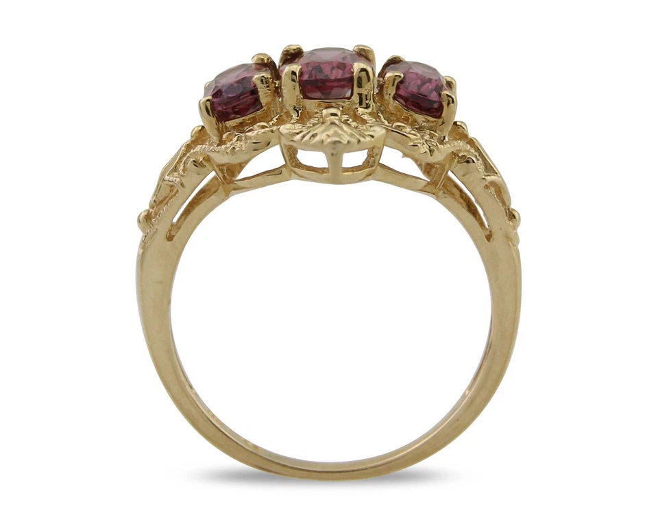 Anillo de 3 piedras de turmalina natural de 2,0 quilates para mujer de oro macizo de 10 k talla 7,0 Foto 3 de 4