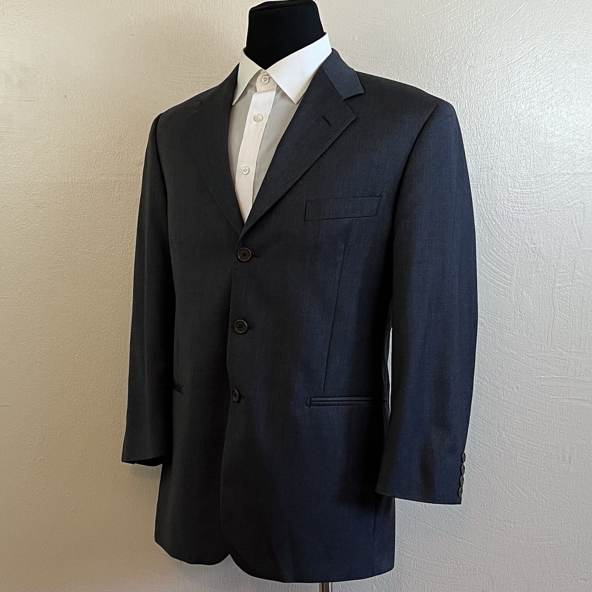 Paolo Visto Gray 40R Wool Super 110s Men's Suit Jacket P08 View 2