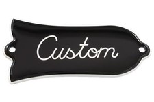 Engraved "Custom" Script Truss Rod Cover for Gibson Acoustic Guitars 2ply B/W
