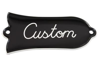 Engraved ''Custom'' Script Truss Rod Cover for Gibson Acoustic Guitars 2ply B/W