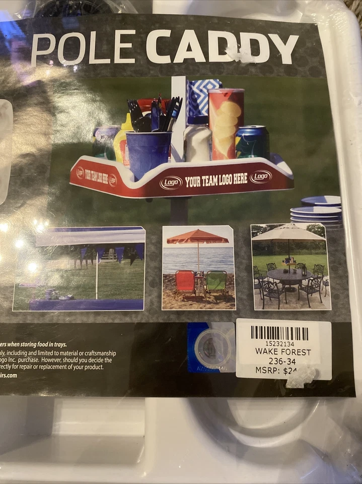 NUEVO Wake Forest Daemon Deacons Pole Caddy tienda bandeja para bebidas logotipo playa patio trasero Foto 2 de 4