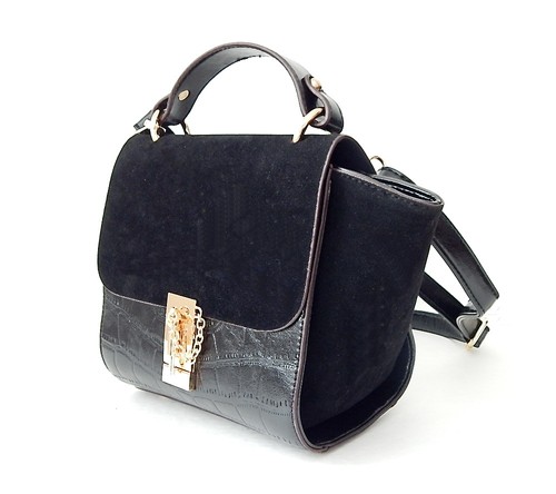 Brandneu Damen Kunstleder Bolsas Crossbody/Schulter Handtasche schwarz - Bild 2 von 12