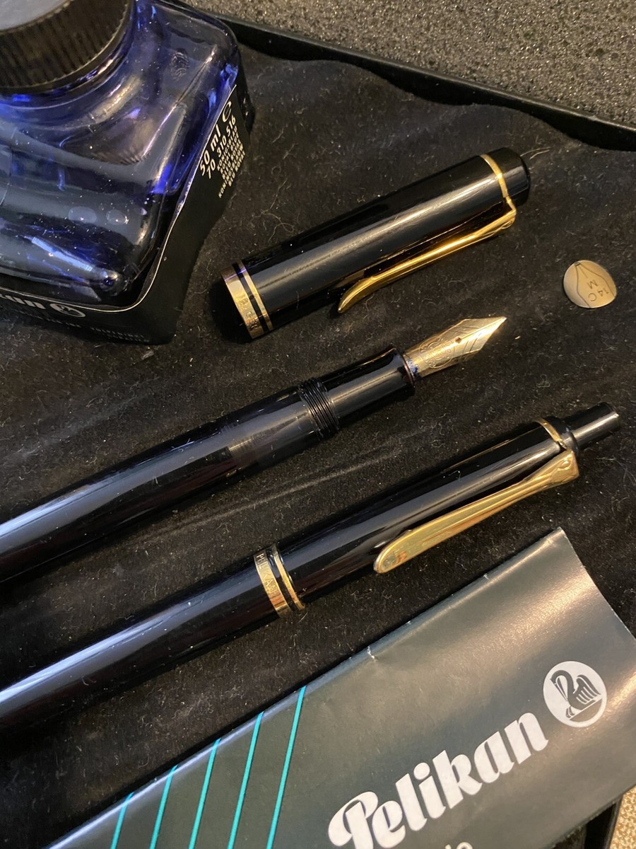 Pelikan 14C-585 Fountain Pen & Roller Ball Pen, Ink, Box M Nib