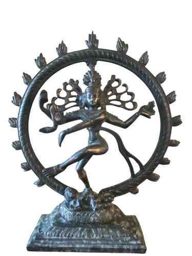 Antique Bronze Four Armed Hindu God Dancing Shava Nataraja Statue- India