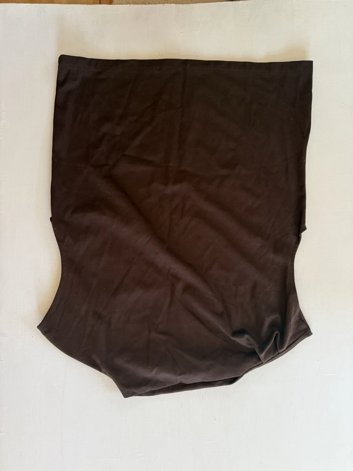 NUEVO CON ETIQUETAS MANGO MNG Top Sin Mangas Cuello Asimétrico Reunido Marrón Oscuro Mujeres XS Foto 3 de 4
