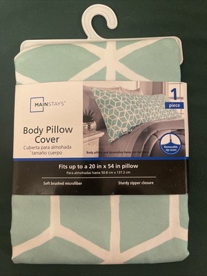 Mainstays Body Pillow Cover 20 X 54 In Green And White Free shipping