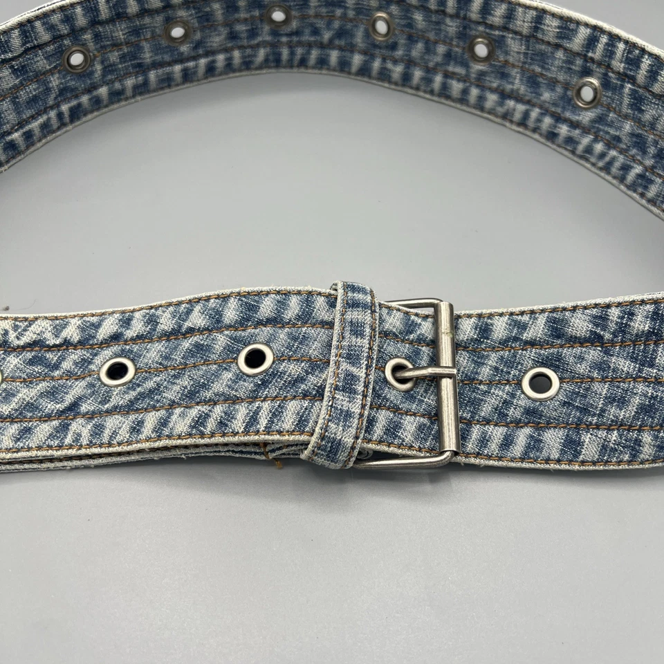 Vintage 1980s Acid Wash Denim Belt 20–40” Jean Waist Accessory Retro Style - Image 2 of 4