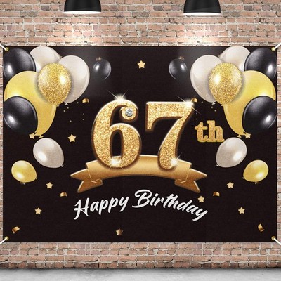 PAKBOOM Happy 67th Birthday Banner Backdrop - 67 Birthday Party Decoration Su...