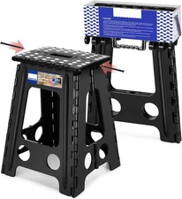 Folding Step Stool Plastic Foldable Stools Upgraded Lock Version 11" 16" 17.5"