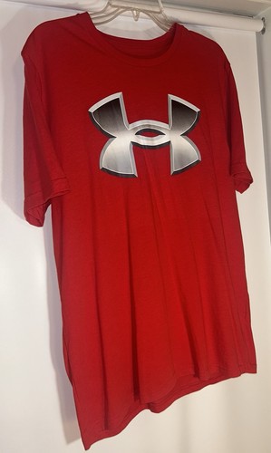 Under Armour Men's (L) Red/Gray Ombre Logo Short Sleeve Activewear T-Shirt - Picture 3 of 6
