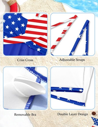 4th of July Swimsuit Girls 10-12 Girls 4th of July Bathing Suit USA Flag Prin... - Picture 7 of 7