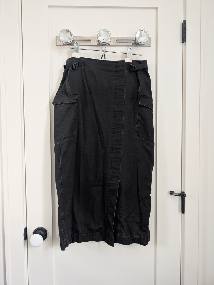 Gramicci Cotton Midi Maxi Black Slit Cargo Skirt Japanese Gorpcore Vintage M