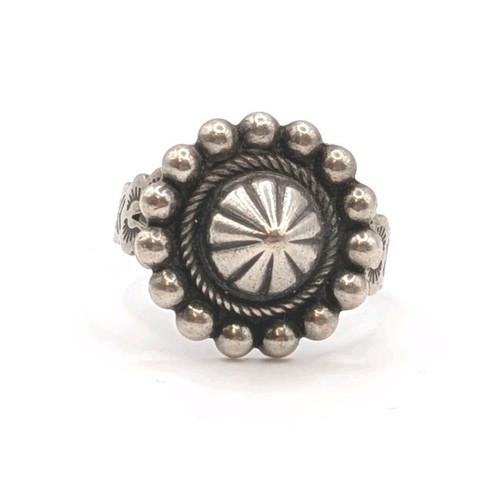 Unisex verstellbarer symmetrischer Silberring mit Bommelkegel Größe X - Bild 2 von 4
