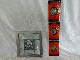 2 pieces of Unique Handmade Vintage Glass & Metal Artwork