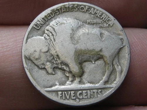 1916 D Buffalo Nickel 5 Cent Piece- Denver, Good Reverse Details