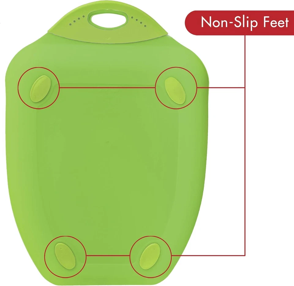 Tabla de cortar Dexas Chop & Scoop, 9,5 por 13 pulgadas, verde macizo Foto 3 de 4