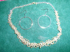 VTG. AVON PRETTY SILVERTONE SMALL ROUND MULTI-RING DANGLE NECKLACE/HOOP EARRINGS — photo 1