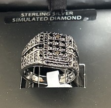 Shaquille O'Neal Men’s Black Simulated Diamond & Sterling Silver Ring, Sz 10 NEW