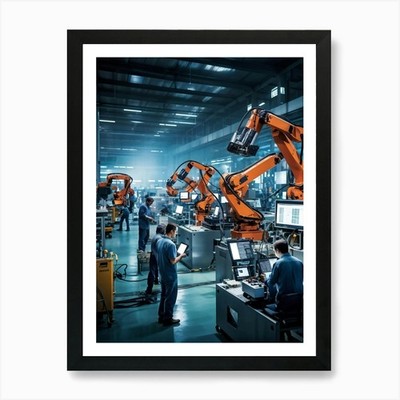 Robots In The Factory Art Print Framed Wall Art Poster Canvas Print Picture