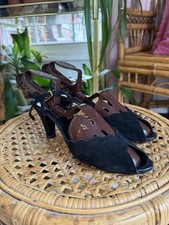 Amalfi by Rangoni Black Suede Pumps Sandals Vintage 1960s