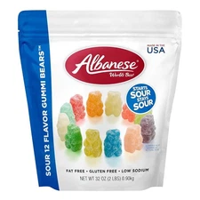 Albanese World's Best Sour 12 Flavor Gummi Bears | 32oz 32 Ounce (Pack of 1) 
