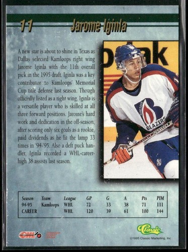 1995 Classic Draft 95 Jarome Iginla Gold #11 Dallas Stars - Bild 2 von 2