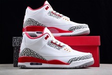 Us Size7-12 Jordan 3 Retro "Cardinal Red" Men's Basketball Shoes Mid Top