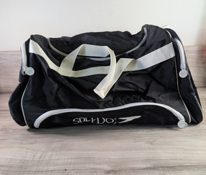 Vintage Speedo Large Swim/Travel/Gym Duffel Bag Retro White / Black  Mesh Pocket