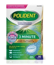 Polident 3 Minute Antibacterial Dental Appliance Cleanser Tablets, 90 Count