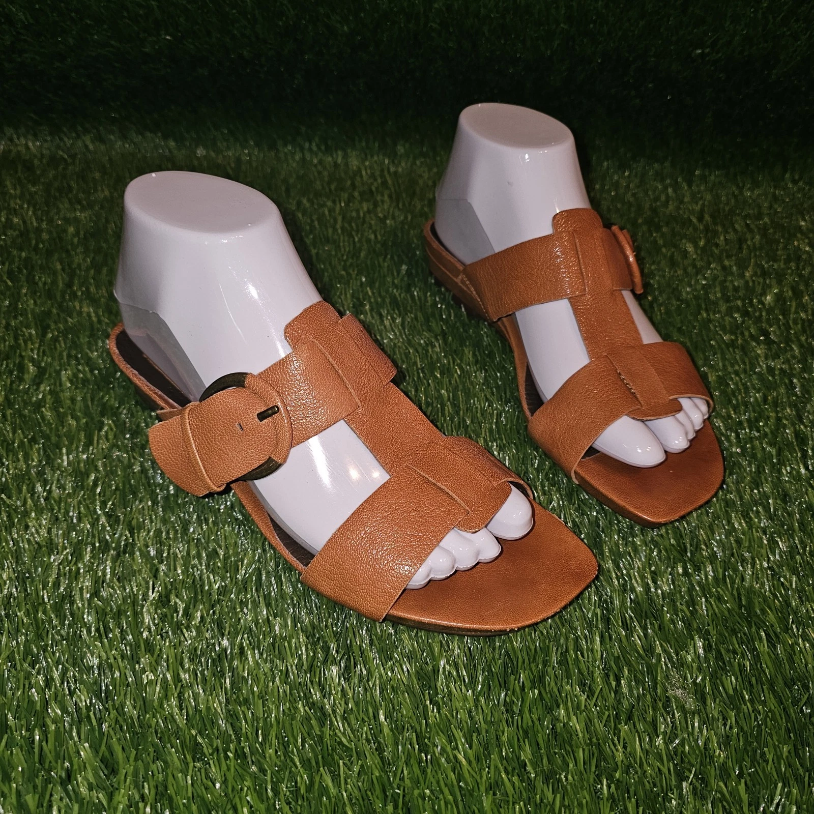 Sandali con zeppa Clarks artisa comodi in pelle marrone fibbia W 7 5 slip on senza schienale